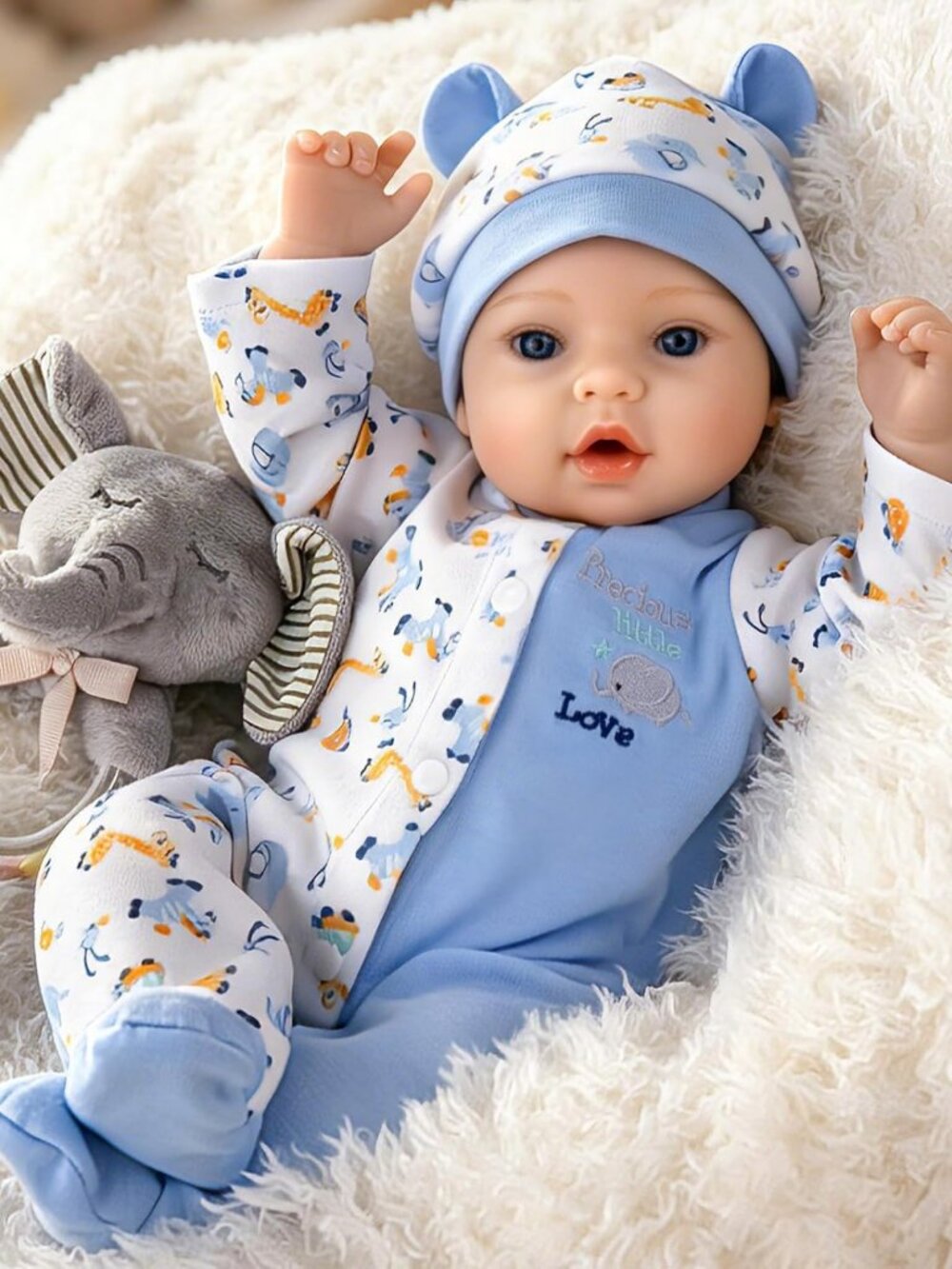 Realistic 18-Inch Reborn Baby Doll Boy in Blue Outfit - Perfect Gift for Kids
